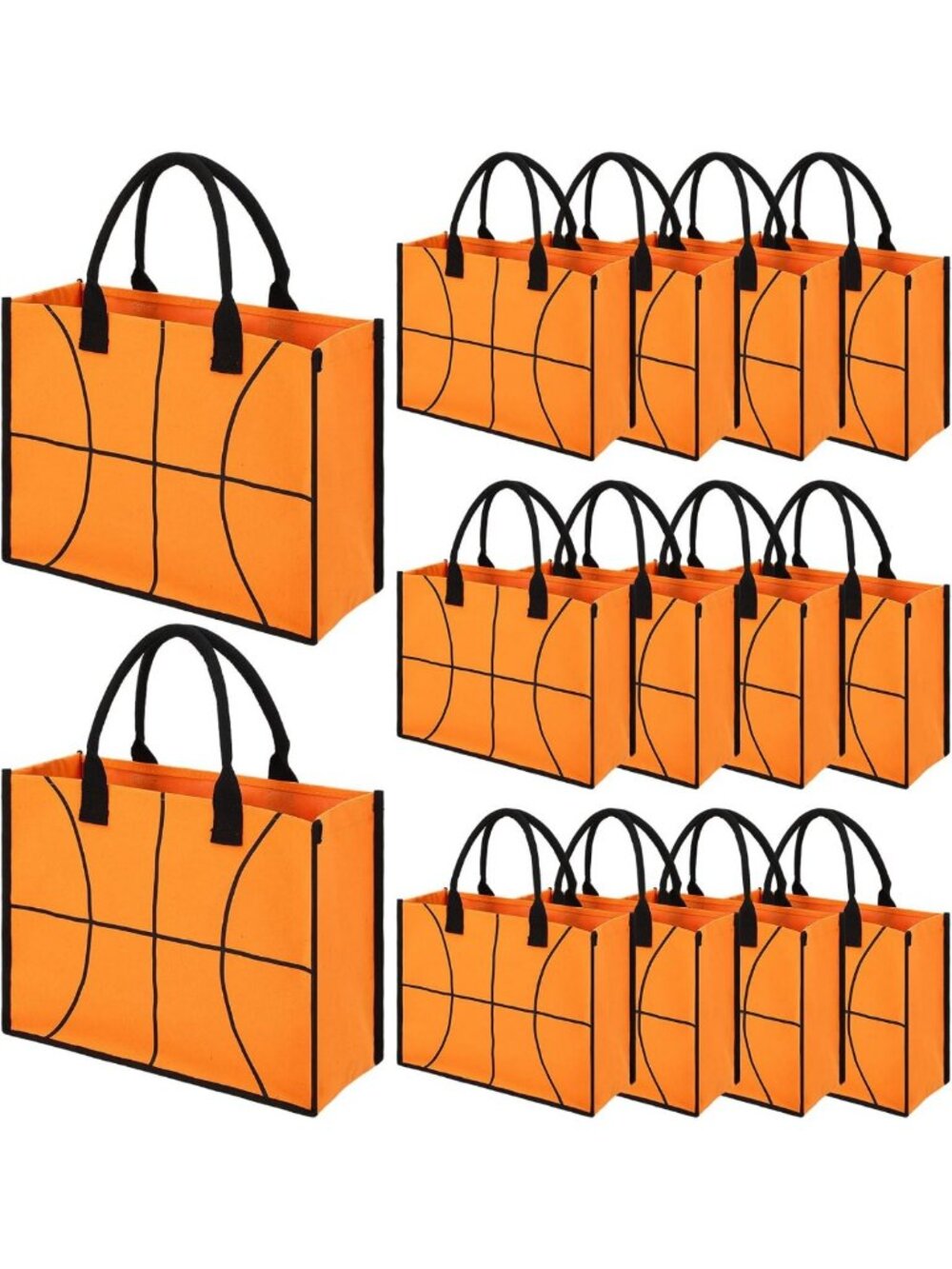 12 Extra Large Basketball Party Favor Tote Bags - Perfect for Sports, Gifts
